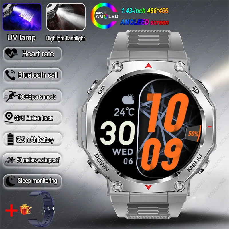 New T-Rex 3 Military Outdoor Sports Smart Watch Men GPS Motion Track 5 ATM Waterproof Heart Rate HD Bluetooth Call Smart Watch