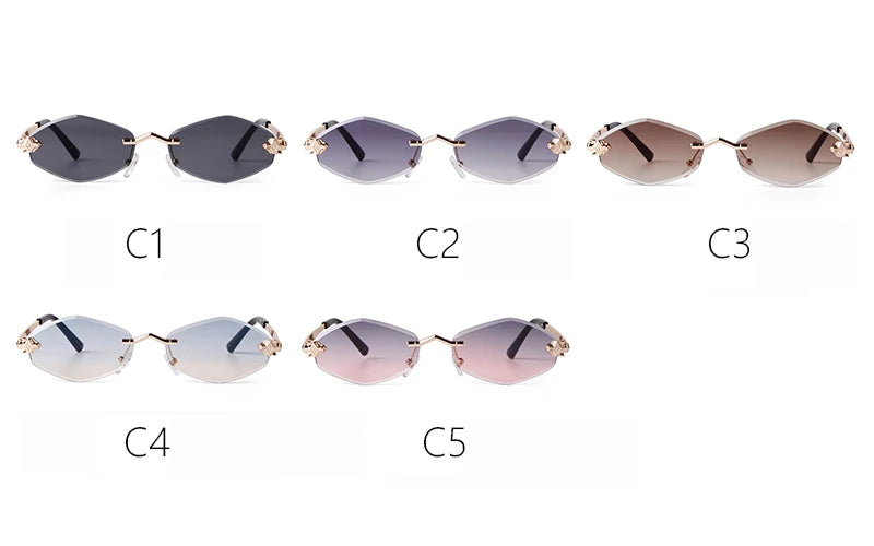 SORVINO 2024 Women Luxury Brand Designer Sunglasses New Polygonal Small Rimless Rhombus Sun Glasses Female Retro Eyewear
