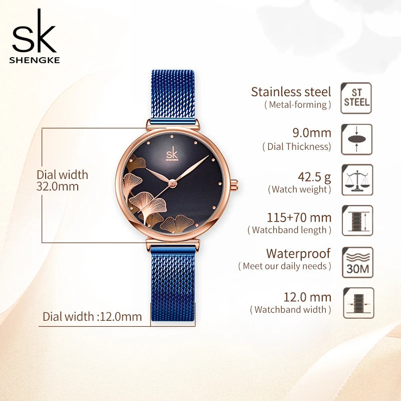 Shengke Originale Design Woman Watches Fashion Lucky Clover Fashion Women's Quartz Wristwatches Top Luxury Elengent Female Clock