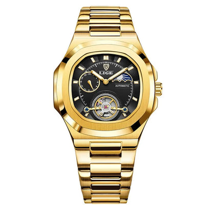 LIGE Watch For Man Luxury Business Waterproof Luminous Mechanical Watches Fashion Moon Phase Automatic Movement Men's Watches