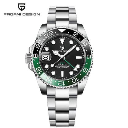 Orologio PAGANI DESIGN GMT 40MM da uomo, di lusso, con vetro zaffiro AR, movimento meccanico automatico, lunetta in ceramica, impermeabile 100M, idea regalo