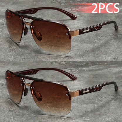 2PCS Fashion Luxury Gradient Lens  Men Women OutdoorSunglasses for Running Mountaineering Driving Fishing Travel MTB Eyewear