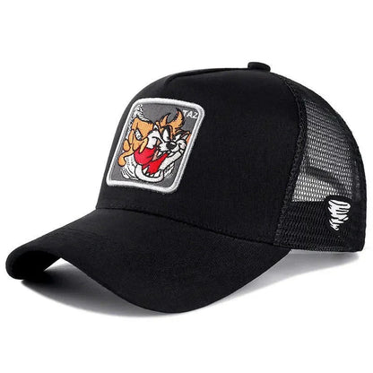 Unisex Anime Cartoon Cap Embroidered Patch Draw Baseball Cap Male Female Trucker Hat Mesh Hats Sun Hat