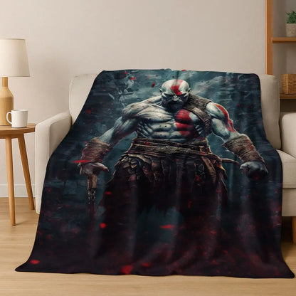 Classics God of War Kratos 3A Game Gamer Flannel Blanket,Warm and Cozy Soft Throw Blanket for Home Bedroom Bed Sofa Kid Gift