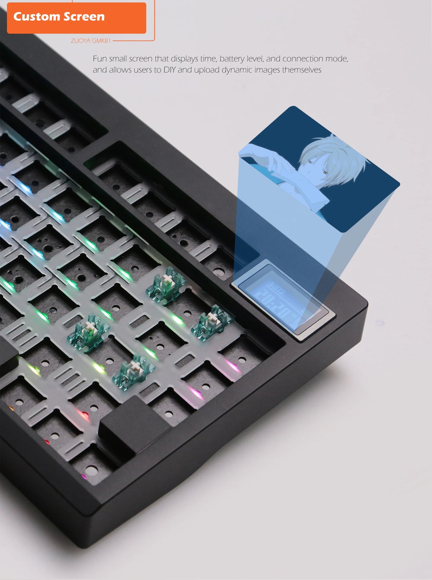 Kit de teclado mecânico ZUOYA GMK81 Hot-swappable Bluetooth 2.4G sem fios com retroiluminação RGB, estrutura gasket, suporte para
