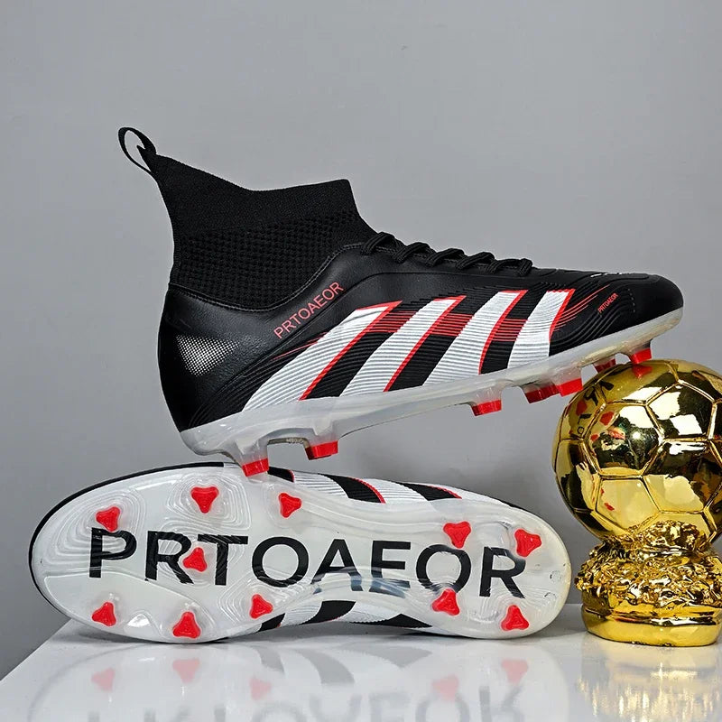 Nouvelles chaussures de football professionnelles pour hommes, crampons de football antidérapants TF/FG, baskets pour garçons, chaussures de sport confortables à la cheville, unisexes