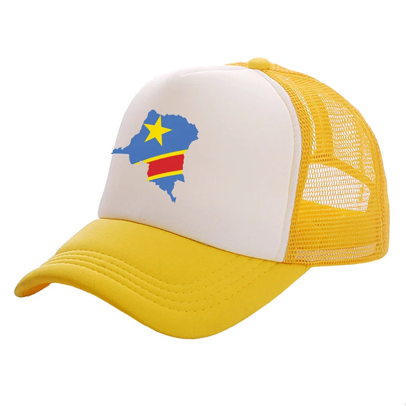 Democratic Congo Trucker Cap Men Democratic Republic of the Congo Hat Baseball Cap Cool Summer Unisex Mesh Net Caps