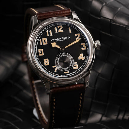 HRUODLAND Retro Flieger Automatic Watches for Men 38mm Seagull ST1701 Mechanical Wristwatch C3 Green Luminous K1 Mineral Bubble Crystal Oil Leather Strap Business Pilot Watch