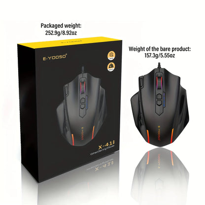 E-YOOSO X-41PRO kabelgebundene Maus, große Gaming-Maus mit RGB-Hintergrundbeleuchtung, 11 programmierbaren Seitentasten, Unterstützung für Computer, PC, Laptop und Mac