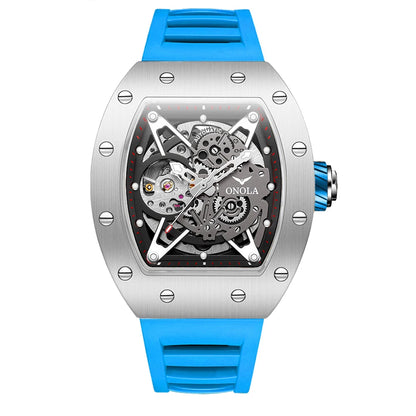 ONOLA Luxury Automatic Watch Men Fashion Hollow Silicone Waterproof Mechanical Watch Men Military Sports Watch Clock