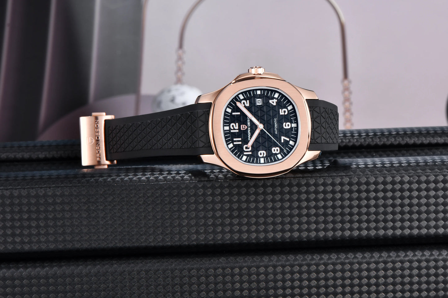 PAGANI DESIGN 2026 New Men's Watches Rose Gold Top Luxury  Automatic Watch For Men Barrel dial Steel Mechanical Wristwatch Men