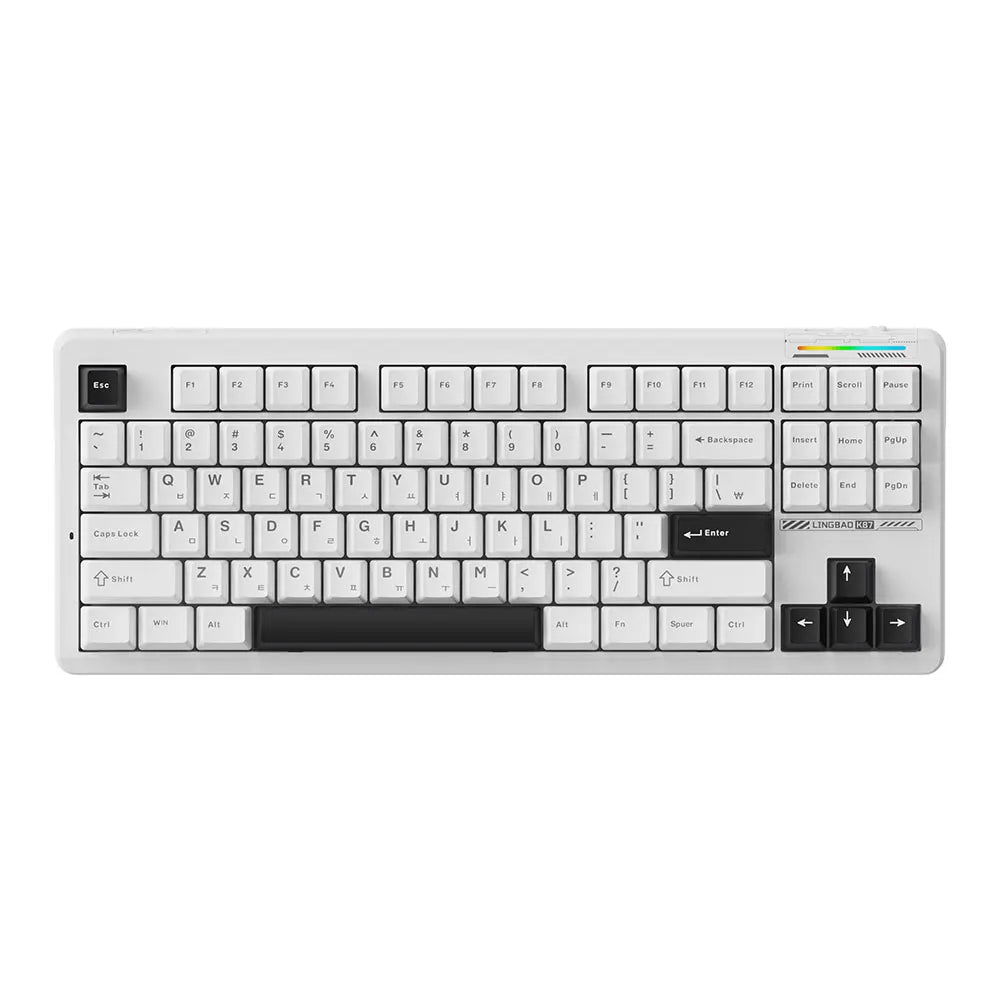 Teclado sem fios AULA×LINGBAO K87 com letras coreanas, montagem gasket, teclas PBT, software de macros e switches LEOBOG