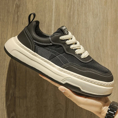 Ultralette, åndbare mesh-sneakers til mænd 2025 – moderigtige fritidssko med tyk sål, behagelige snøresko til daglig gang