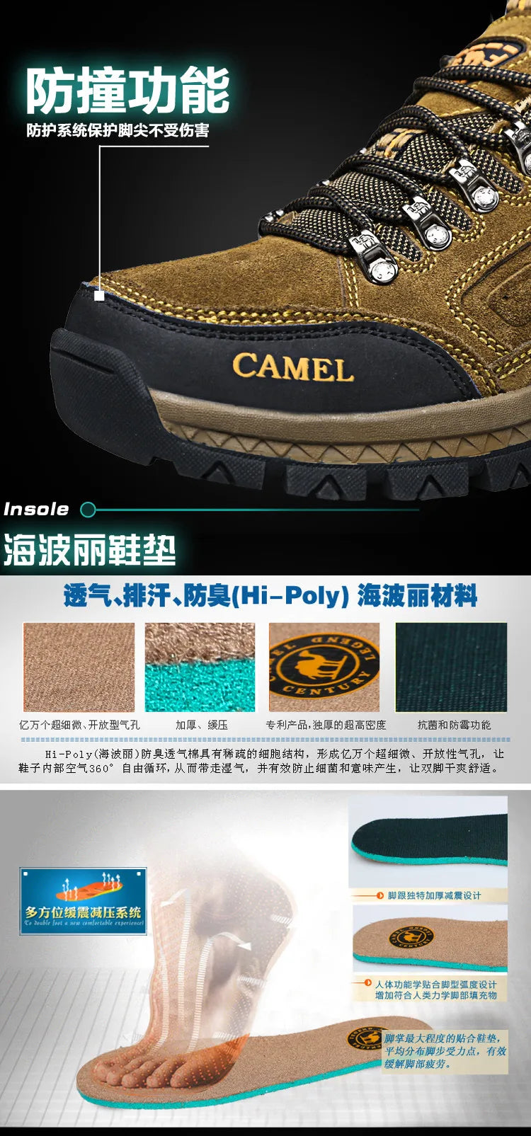 Suede Leather Men Hiking Shoes Outdoor Trail Trekking Sneakers Men Non-slip Breathable Climbing Shoes Men Mountain Sports Shoes