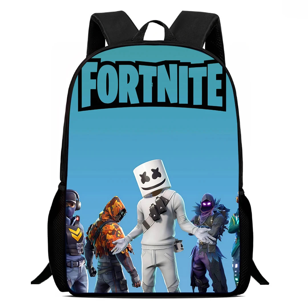 Fortnite 15 tommer tegneserie-skolerygsæk til børn, drenge og piger, cool gaming-print, let og rummelig rygsæk, egnet til alderen 5-8