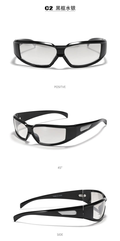 KLASSNUM Women Y2k Glasses Men 2026 Trendy New Sunglasses Future Sense Of Technology Girls Silver Pink Sunglasses UV400 Eyewear