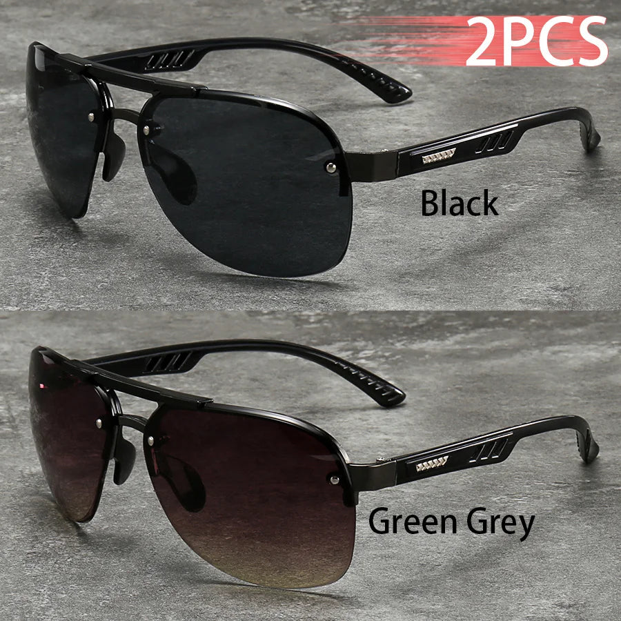 2PCS Fashion Luxury Gradient Lens  Men Women OutdoorSunglasses for Running Mountaineering Driving Fishing Travel MTB Eyewear