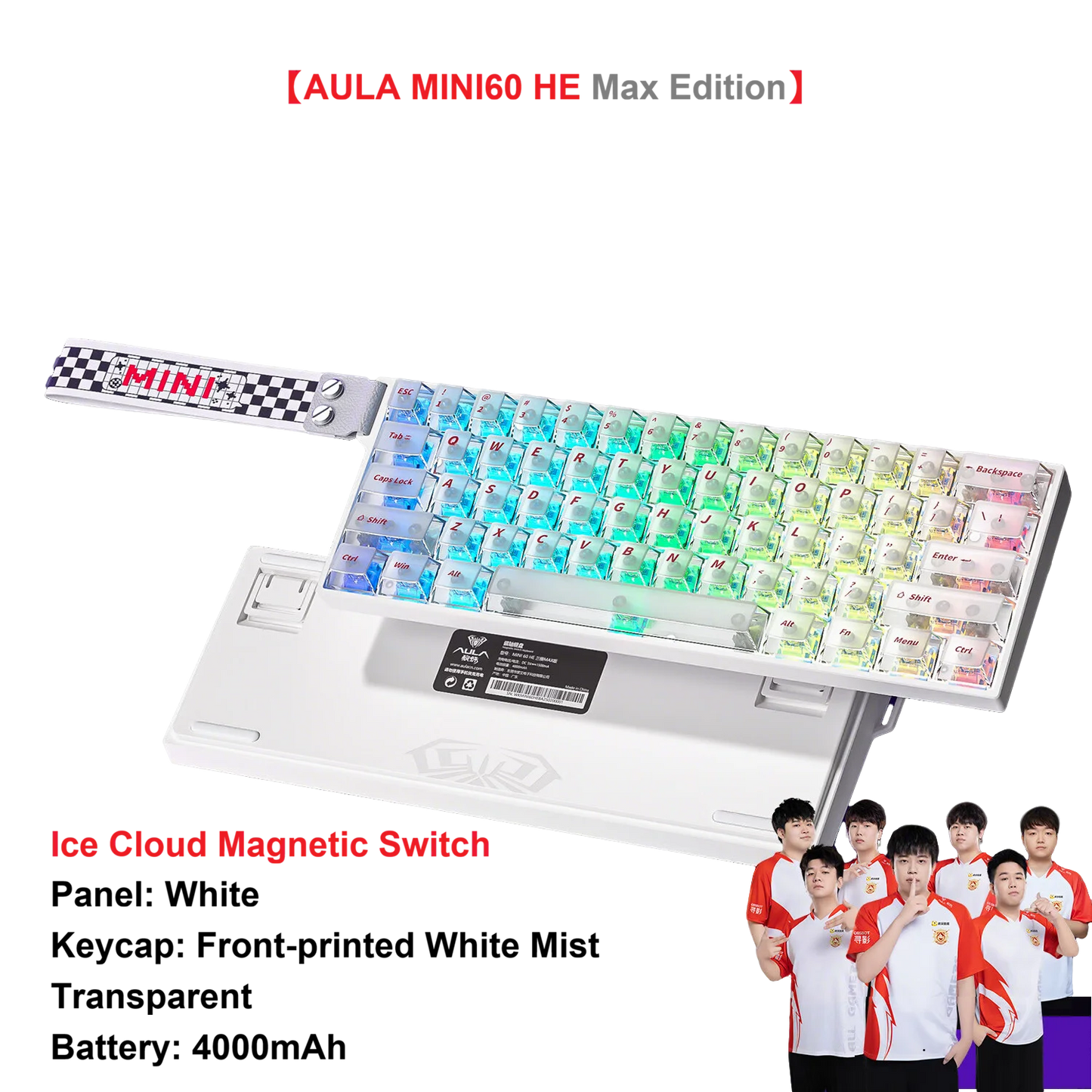 AULA MINI60 HE Tri-Mode Wireless Mechanical Keyboard Magnetic Switch 8000Hz Polling Rate RGB Backlit FPS Esports Gamer Keyboard