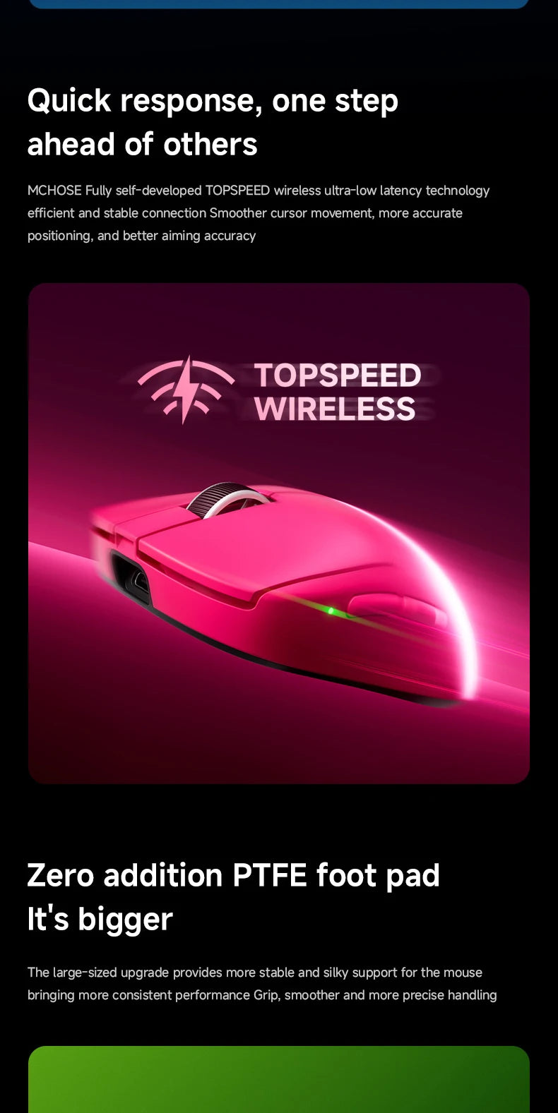 MCHOSE A7 V2 Ultra / Pro könnyű vezeték nélküli gamer egér, dupla 8000Hz, PAW3950 TI, 42000DPI – PC-s e-sport játékosoknak