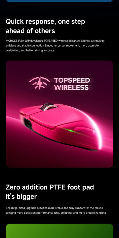 MCHOSE A7 V2 Ultra / Pro könnyű vezeték nélküli gamer egér, dupla 8000Hz, PAW3950 TI, 42000DPI – PC-s e-sport játékosoknak