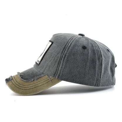 Vintage Denim Baseball Cap With Embroidery Wolf Patch Men Snapback Hip Hop Dad Hats Women Four Seasons Adjustable Sun Visor Cap