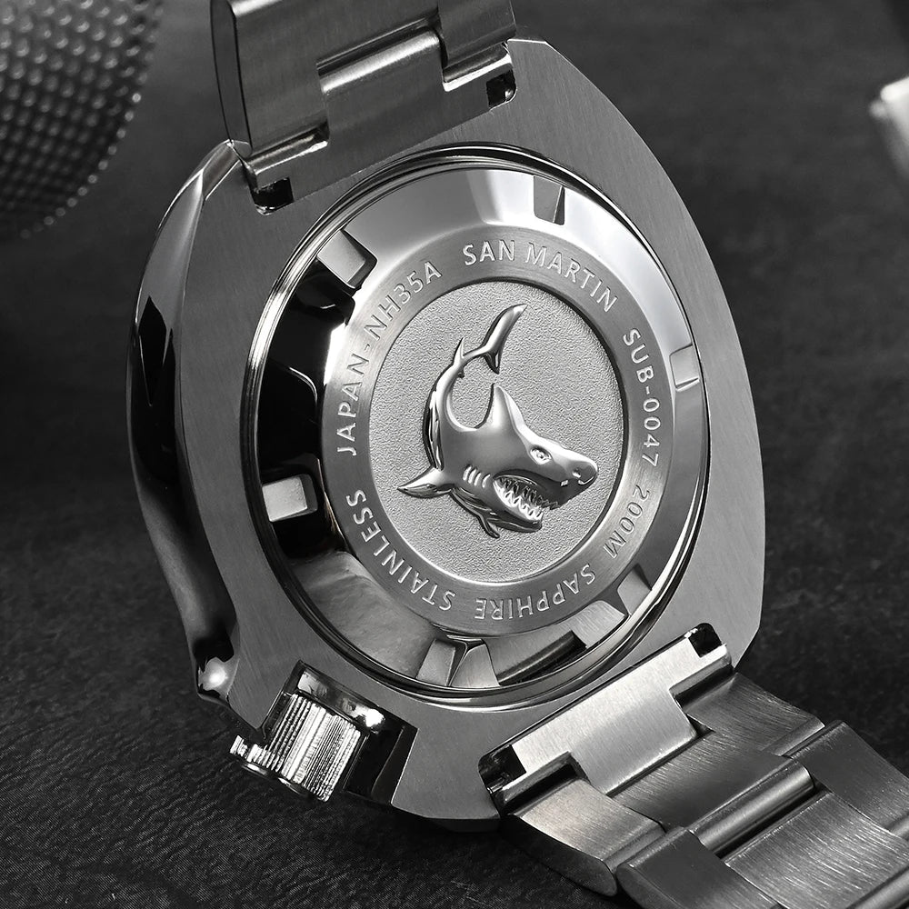 San Martin Turtle Men Diver Watch 44mm NH35 Automatic Mechanical Wristwatch Sapphire Waterproof 200m Luminous Relojes SN0047