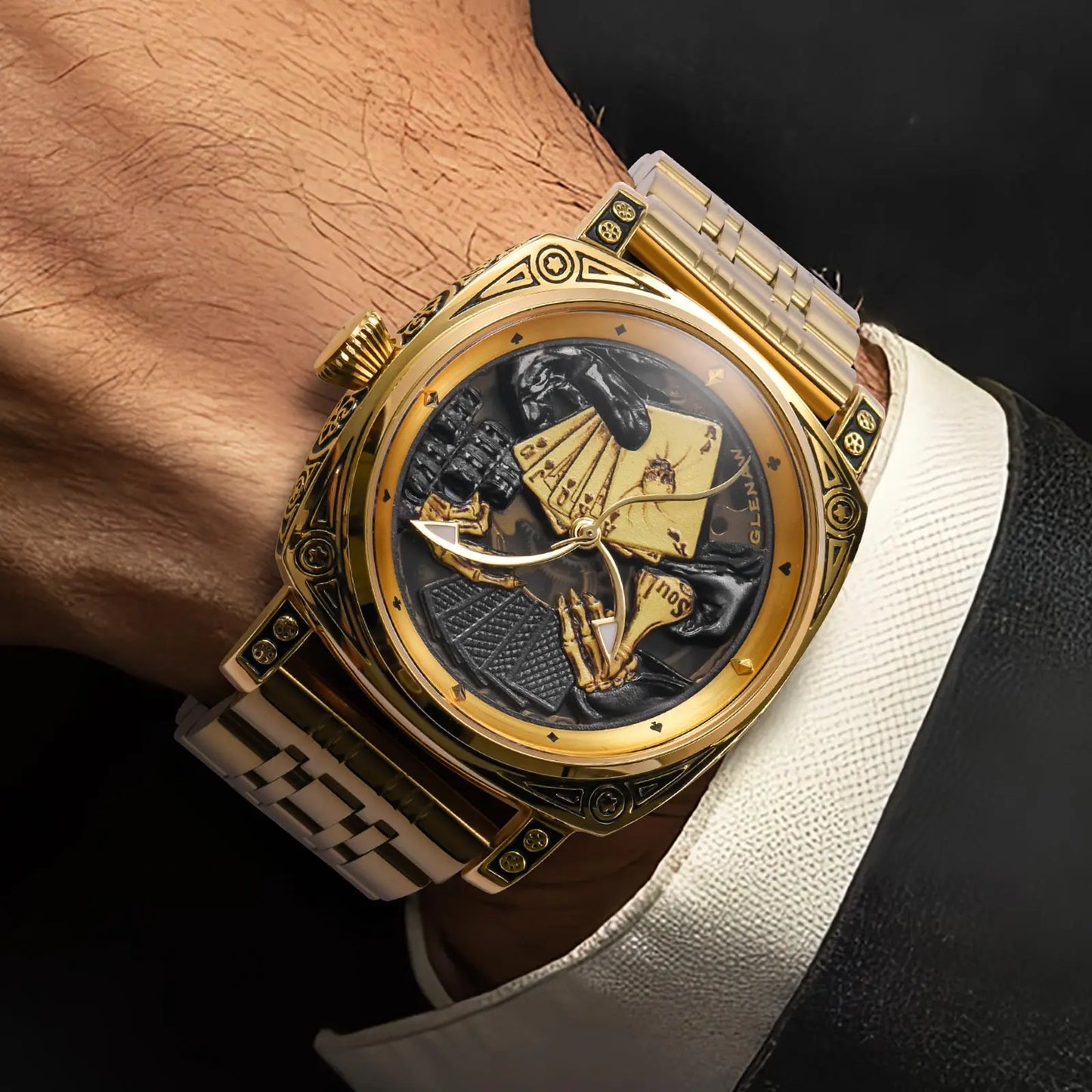 Glenaw Poker Series Top Brand Luxury Fashion Personalized Fully Automatic Mechanical Gold Watch Men's Waterproof Watch