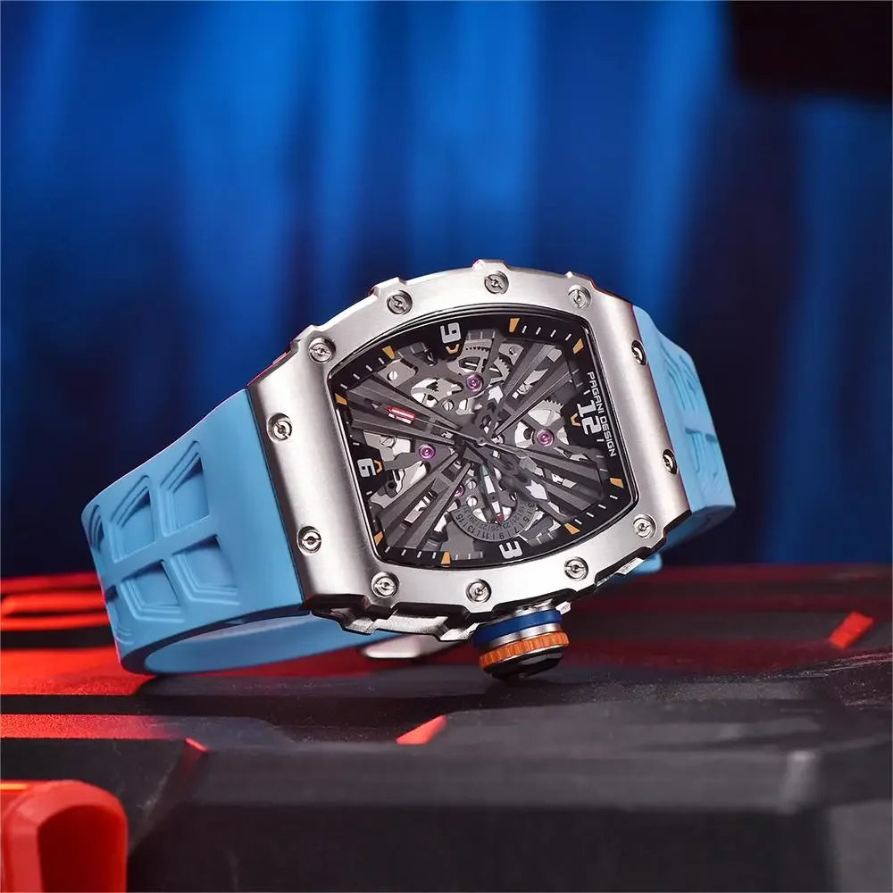 PAGANI DESIGN Newest Luxury Skeleton Watches VH65 Man Quartz Watch 42MM Rubber Strap Sapphire Glass Waterproof reloj hombre