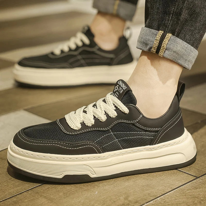 Ultralette, åndbare mesh-sneakers til mænd 2025 – moderigtige fritidssko med tyk sål, behagelige snøresko til daglig gang