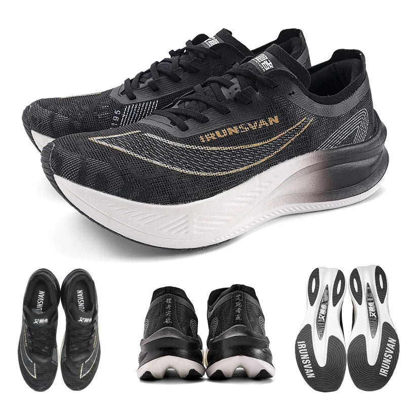 IRUNSVAN Scarpe da running professionali per maratona con piastra in carbonio e nylon, leggere e ammortizzate, sneakers outdoor da allenamento per uomo e donna