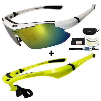 LOCLE Cycling Glasses UV400 Polarized Cycling Sunglasses Men Road MTB Bike Bicycle Glasses Fishing Riding Goggle Cycling Eyewear