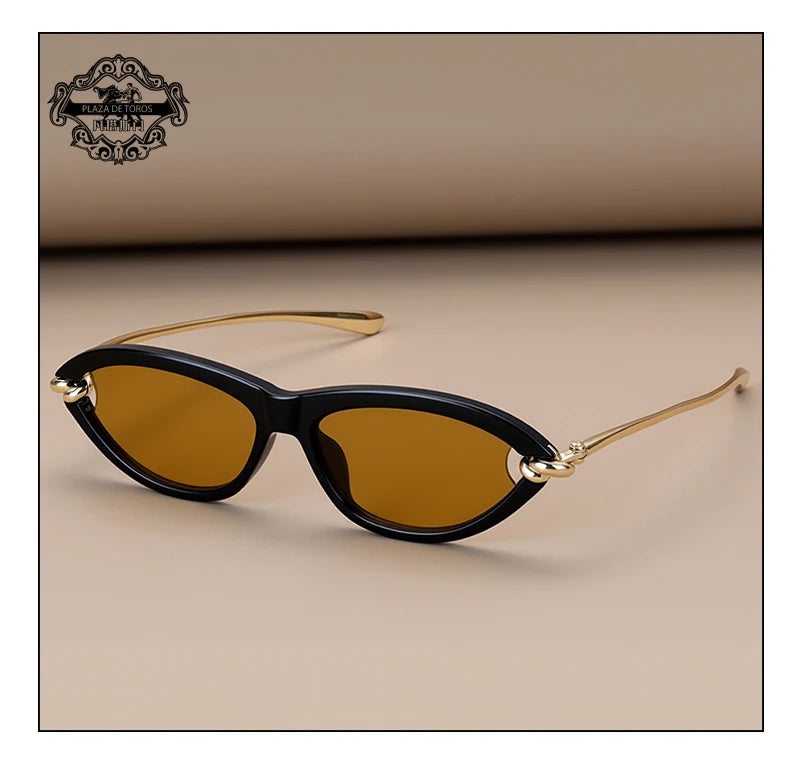 Trendy Luxury Brands Women's Cat Eye Tortoiseshell Sunglasses UV400 Oval Glasses For Woman Fashion Designer Classical Glasses