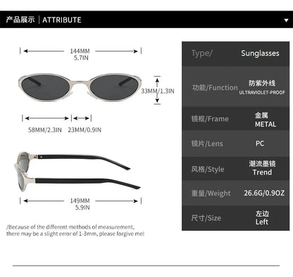 Retro Oval Design Sunglasses Women 2026 New Y2K Small Metal Frame UV400 Protection Vintage Punk Sun Glasses Fashion Eyewear
