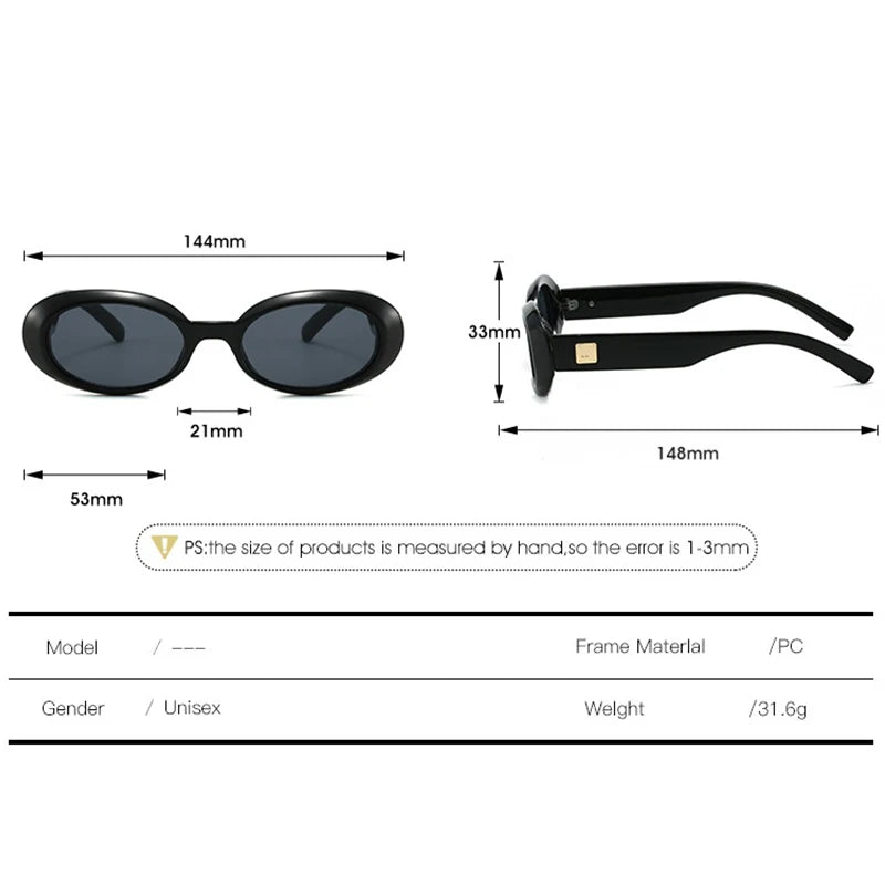 Classic Oval Sunglasses Women Men New Thick Frame Party Sunglasses Hip Hop Cool Luxury Designer Brand Eyeglasses UV400 Eyewear