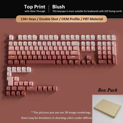 Conjunto de 133+ teclas OEM em gradiente para teclado mecânico gaming com switches Cherry MX, PBT retroiluminado RGB, layout ISO