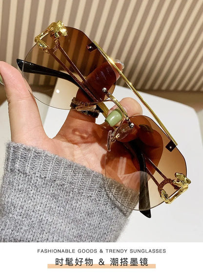 Rimless Women Sunglasses Luxury Designer Vintage Uv400 Men Sun Glasses Lunette Shades De Soleil Femme Gafas De Sol Mujer Lentes