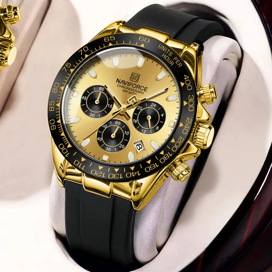 Montre-bracelet pour homme NAVIFORCE 2026 – Style luxe, tendance, décontracté et professionnel – Chronographe étanche avec bracelet en silicone – Idée cadeau
