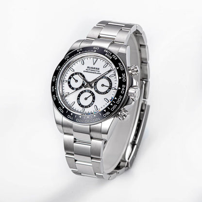Sugess Diving Mens Watch Panda Automatic Mechanical Chronograph Peacock SL4801 Movement Wristwatch Waterproof Ceramic Bezel New
