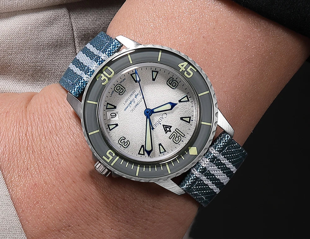 CADISEN Deep Explorer 2025 New Automatic Mechanical Watch Man Canvas Strap Wristwatch 8215 Luxury Luminous Waterproof Watches