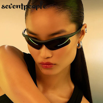Sports Sunglasses Women Outdoor Cycling Goggle Men Fashion One-Piece Windproof Sunglass Male 2026 New Semi-Rimless Sun Glasses