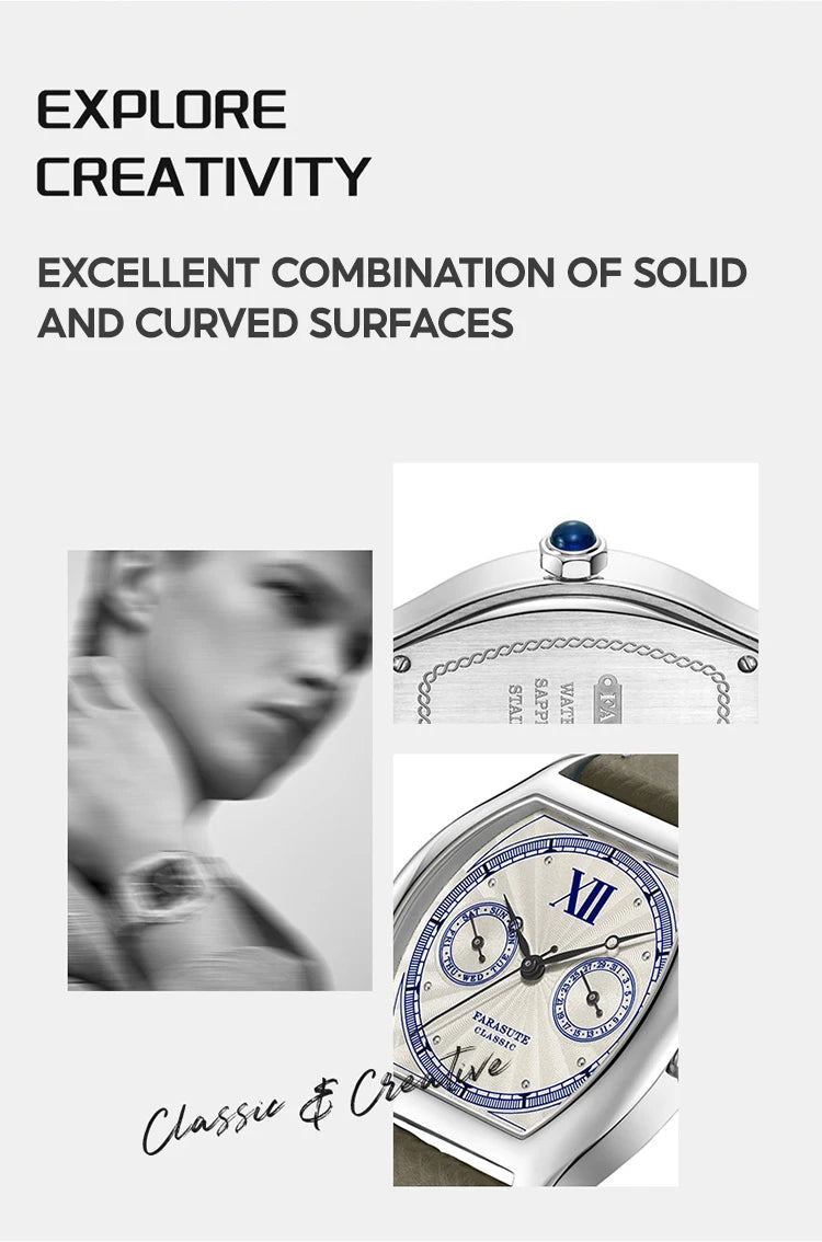 FARASUTE 2024 New 36mm Men's Quartz Watch VH64 Movement Stainless Steel Sports Fashion Sapphire Glass Waterproof Men's Watch