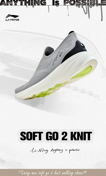 Li-Ning SOFT GO 2 KNIT slip-on fritids-gåsko til mænd – støddæmpende, komfortable og stabile LiNing mesh-jogging- og daglige sportssneakers AGLV017