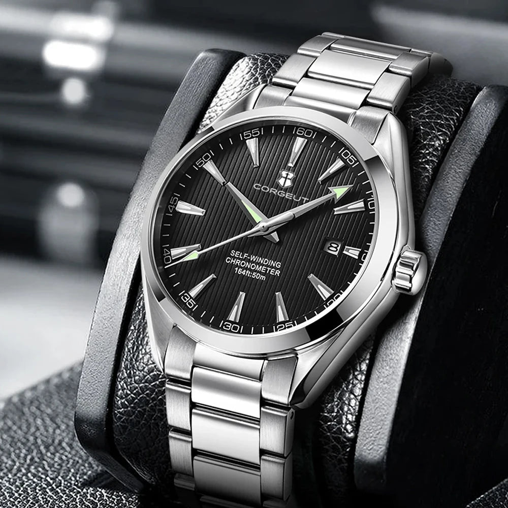 Luxury NH35 Movt Corgeut 41mm Man Sport Clock Automatic Relogio Masculino Mechanical Wristwatch Sapphire Steel Band Men's Watch