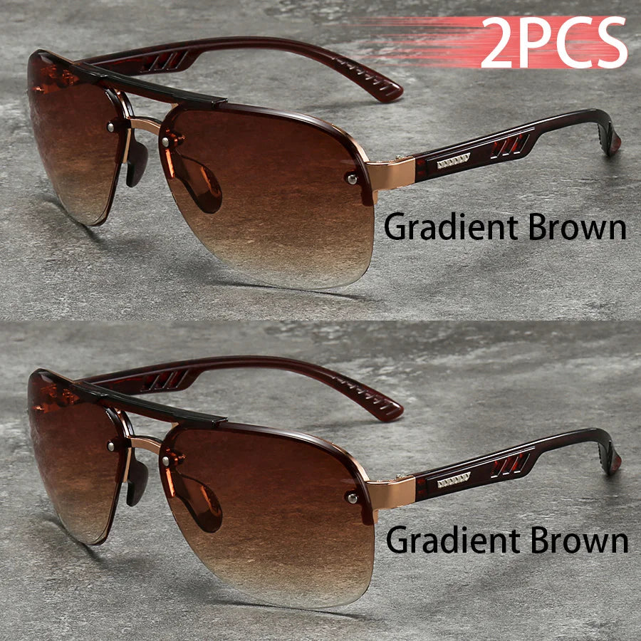 2PCS Fashion Luxury Gradient Lens  Men Women OutdoorSunglasses for Running Mountaineering Driving Fishing Travel MTB Eyewear