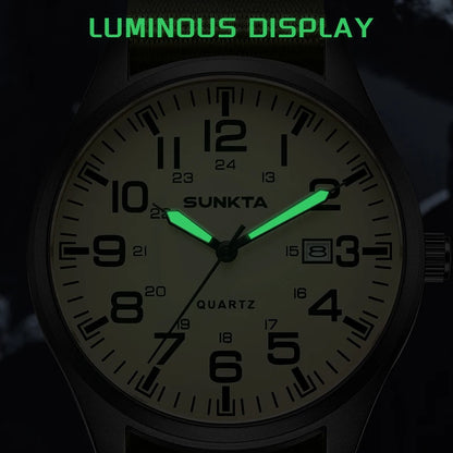 2026 SUNKTA Top Luxury Mens Watch Fashion Casual Quartz Wristwatches Luminous 30M Waterproof Nylon LIGE Watches Men Gifts Reloj