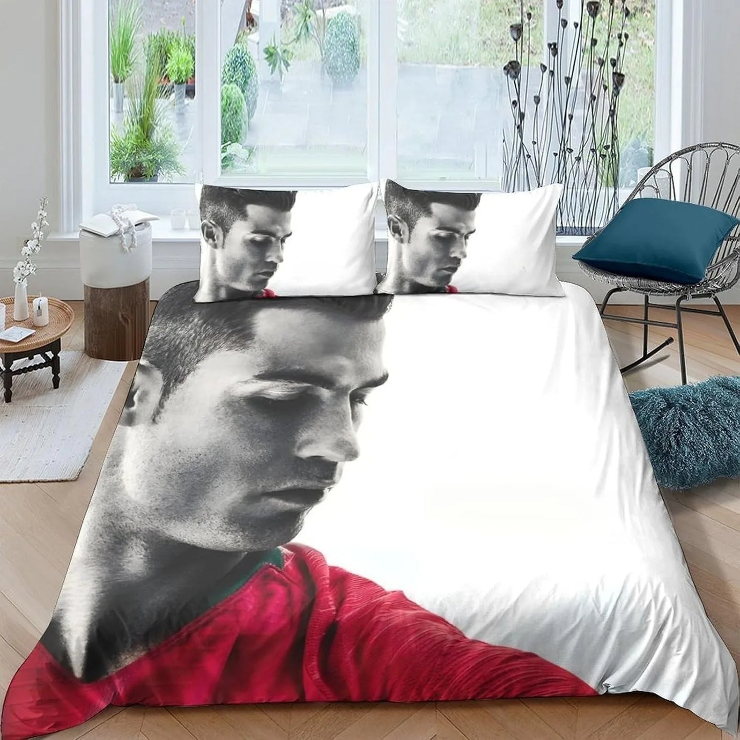 Παπλωματοθήκη Ποδοσφαίρου Ronaldo CR7, Σετ Κλινοσκεπασμάτων για Ενήλικες, Αγόρια και Κορίτσια, Διακόσμηση Υπνοδωματίου, Παιδικό Δώρο, Μονό, Διπλό, Μεγάλο Μέγεθος