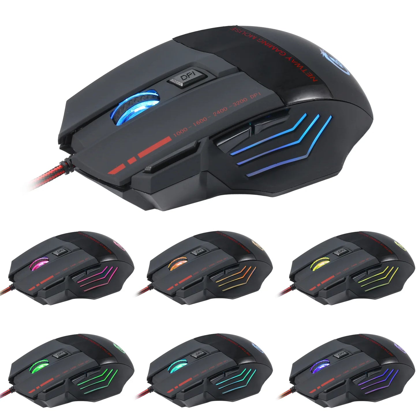 Professional Gaming Wired Mouse 5500 DPI Optical Ergonomic Mouse with 7 Buttons, RGB Backlit USB Gaming Mouse for PC Laptop