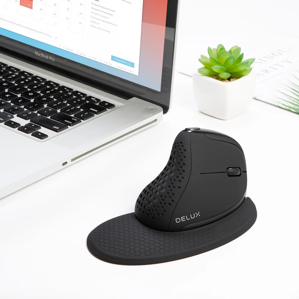 Delux M618XSD Seeker Ergonomic Vertical Mouse with OLED Screen 4000DPI Rechargeable 1000mA Removable Back Cover For Computer
