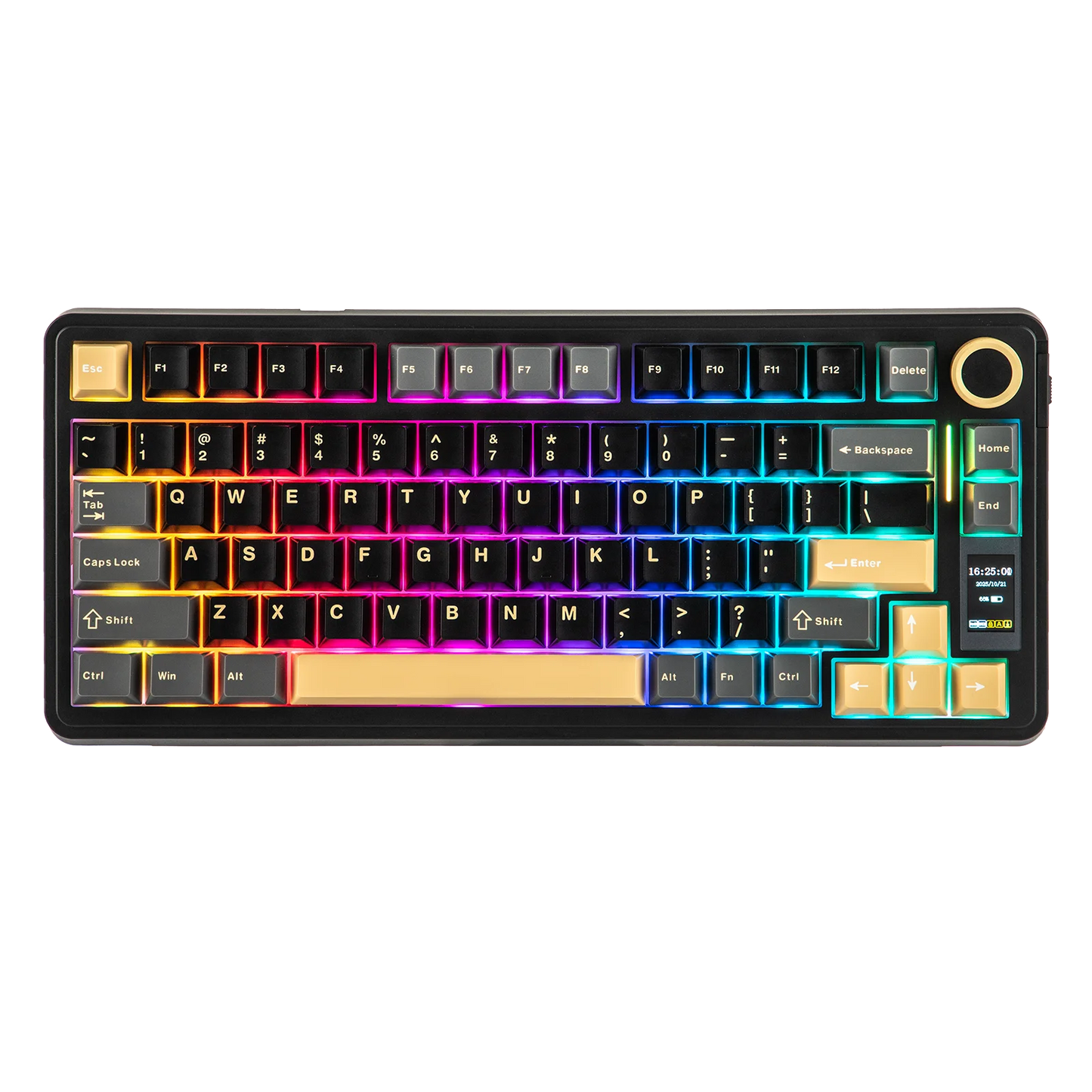 Teclado Mecânico Sem Fios EPOMAKER X AULA EA75 MAX 75% Layout ANSI US Hot-Swap Gasket com Fios/BT/2.4GHz com Ecrã e Botão Rotativo