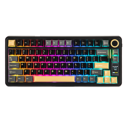 Teclado Mecânico Sem Fios EPOMAKER X AULA EA75 MAX 75% Layout ANSI US Hot-Swap Gasket com Fios/BT/2.4GHz com Ecrã e Botão Rotativo
